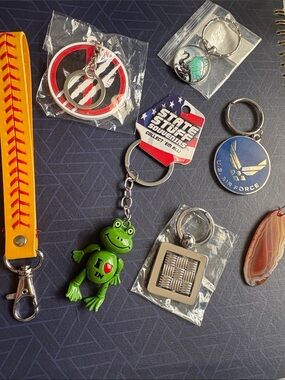 Roberto Coin Silver Keyring with Orange Agate and Green Frog Accents and More